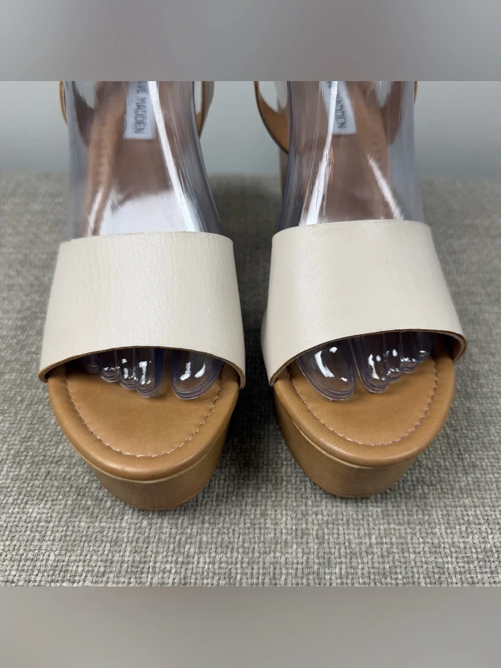 Steve Madden Welsh Ankle Strap Wedge Sandals Ivory White Size 10 Coquette Boho